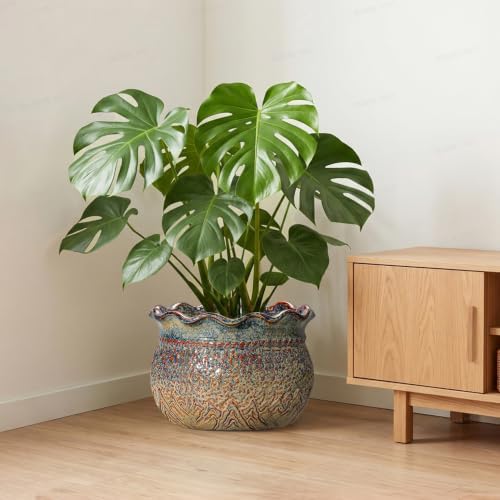 Ceramic Planter, 12 Inch Pots for Plants, Yellowish Brown - Image 7