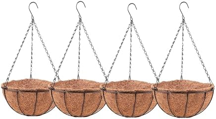 LaLaGreen Outdoor Hanging Baskets (20 in, 4 Pack) Black Coco Liner Planters by L%C3%A1L%C3%A1Green