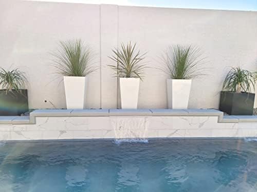Windsor Tall Square Fiberglass Planter, Grey, 13 Inch - Image 4