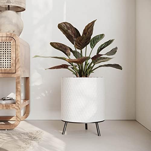 EverNest Claire Honeycomb Neutral Modern White Planter with Nyra Stand, Indoor Plant Pots, SelectBase, Mid-Century Modern, Boho Style Home Decor for Plants (Large, Black) - Image 3