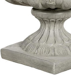 18.5"H Stately Wide Floral-Carved Pedestal Urn Planter – Weather-Resistant MGO Outdoor Flower Pot for Garden, Patio & Front Porch Entrance – Extra-Large Faux Stone Planter with Wide Base (Gray3) - Image 5
