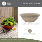 The HC Companies Shallow Planter with Drainage - Contemporary Garden Bowl Planter for Flowers, Herbs & More - Round Succulent Planter Pot for Indoors and Outdoors (15.5" Cottage Stone, Pack of 1) - Image 2