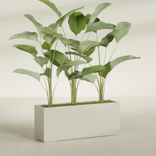 Greenline Leo Tall Rectangular Fiberglass Planter, Outdoor Planter Box - Image 4