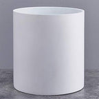 FaithLand 14 Inch Fiberstone Planter - Lightweight Modern Cylinder Plant Pot with Drainage Hole & Plug, Indoor Outdoor Use, Matte White by FaithLand