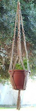 Macrame Plant Hanger 58" Vintage Style All Natural Jute with 8 Beads by Unknown