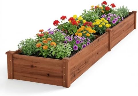 GIANTEX 95" Wooden Raised Garden Bed, Rectangular Planter Box, Brown by Giantex