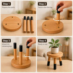 9" Rubber Wood Plant Stand for Indoor Plants, Modern Rustic - Image 6