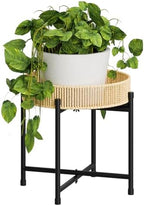 Bamworld Rattan Plant Stand Indoor Boho Plant Table for Large Plants Single Plant Stool Plant Holder for Living Room Bedroom by Bamworld