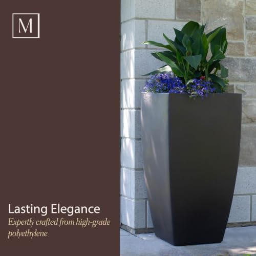 Mayne Kade 32in Self-Watering Modern Tall Square Planter, Black - Image 6
