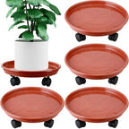 4 Packs Plant Caddy with Wheels 11.8" Plastic Rolling Plant Stands Heavy-duty Plant Dolly with Casters Indoor Outdoor Wheeled Plant Roller Base Large Planter Saucers Plant Mover by Planterhoma