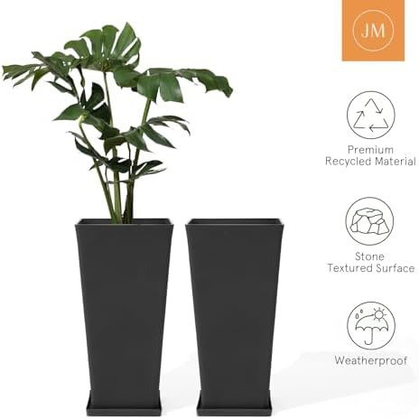 LA JOLIE MUSE Tall Outdoor Large Rectangular Planters Set of 2, 30 Inch - Image 5