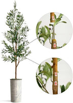 Artificial Tree in Geometric Pattern Planter, Fake Olive Silk Tree for Indoor and Outdoor Home Decoration - 68" Overall Tall (Plant Pot Plus Tree) - Image 6