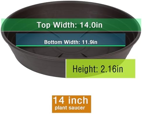 LWALRS Plant Saucer 14 Inch 4 Pack 6 8 10 12 14 16 18 20 25, Plastic Plant Trays for Pots，Extra-Deep Plant Water Dray Tray, Bird Bath Bowl, Heavy Flower Plant Saucers Indoors and Outdoor No Holes - Image 2