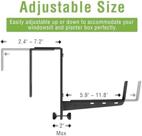 Window Box Brackets, Adjustable Hanging Railing Planter Box Brackets - Image 2