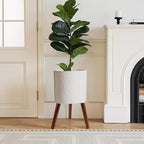 12 Inch Planter with Stand, Planter for Indoor Plants, Modern Large Flower Planter Pot with Drainage Holes for Outdoor,Matte White - Image 3