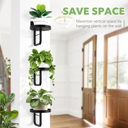 3 Pack Wall Plant Holder for Hanging Planters Indoor Outdoor Black - Image 4