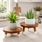 2 Pack 9" Teak Wood Plant Stands for Indoor Plants, Mid-Century - Image 4