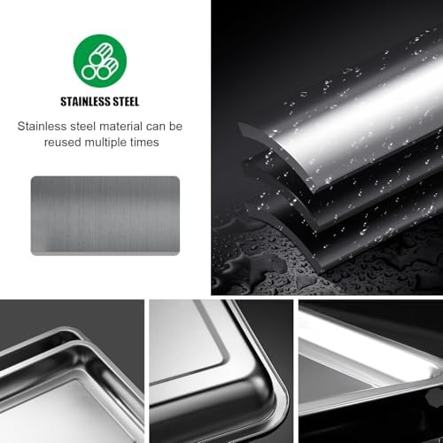 RooTrimmer 10 Pack Large Stainless Steel Seedling Trays, Heavy Duty Metal Water Catch Trays for Nursery Pots Transplant, Seed Germination & Propagation Flats (17.5 inch×13.56 inch, 1.18" Height) - Image 3
