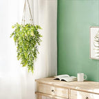 Mkono Set of 2 Fake Hanging Plant with Pot, Hanging Plants Artificial Decor Macrame Plant Hanger with Different Artificial Plants - Image 3