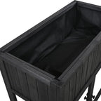 Patio Mini Wood Cold Frame, Compact 2 Doors Garden Greenhouse with Wheels, Raised Bed with Liner for Indoor Outdoor Use, Black 35.4''x17.7''x37.4'' - Image 3