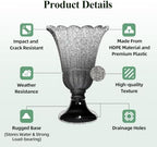 Tall Plastic Urn Planters and Pedestal - 24" Outdoor Planter Grey - Image 5