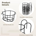 6 PCS Round Hanging Railing Planters, Hanging Flower Stand Iron Baskets, Hanging Planters for Outdoor Plants, Metal Rack Fence Shelf Plant Holder with Hooks for Balconies, Gardens, Indoor Spaces - Image 4