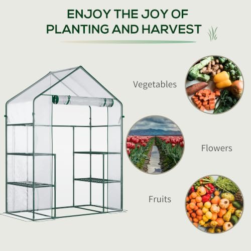 Outsunny 5' x 2.5' x 6.5' Mini Walk-in Greenhouse 3 Tier Shelves PVC Clear - Image 6