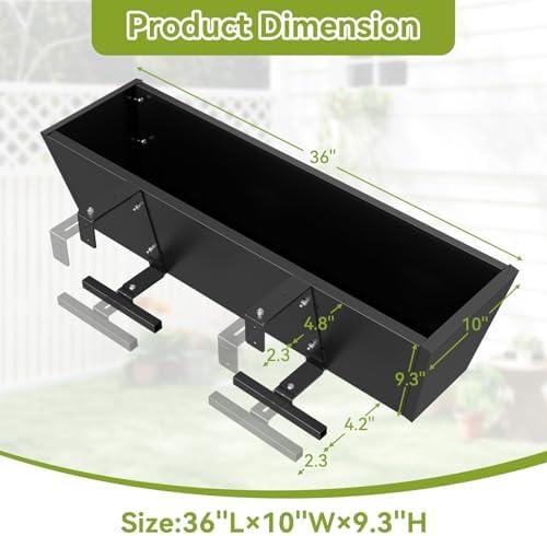 Railing Planter Box 36 Inch, Heavy Duty Metal Window Boxes - Image 6