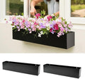 LaLaGreen Outdoor Wall Planters (30 Inch, 2 Pack) Carbon Steel Black Metal Hanging Flower Pots for Succulents, Wall Mount Rectangular Long Window Sill Box Fence Floating Shelf for Modern Garden Decor by L%C3%A1L%C3%A1Green