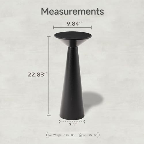 COZAYH Farmhouse Tall Pedestal End Table, Solid Wood Martini Table, Black - Image 2