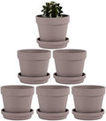 Yishang Terra Cotta Pots with Saucer/Ceramic Tray, 6-Pack Large Terracotta Pots 4.6'' Clay Ceramic Pottery Planter Cactus Flower Succulent Pot Drainage Hole - for Plants, Crafts (Grey) by Yishang
