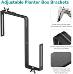 Adjustable Planter Box Brackets,Enhanced Bottom Support,Universal Outdoor Hanging Brackets,Flower Box Brackets for Fence Railings, Windowsill, Patio, Garden,Balcony. (6, Black) - Image 5