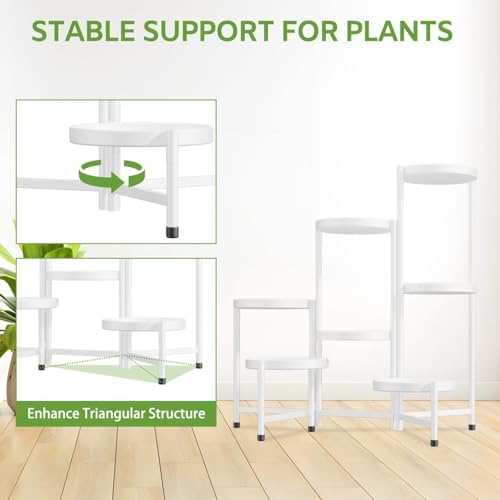 iDavosic.ly 7 Tier Large Plant Stand Indoor Outdoor, 10 In Wide Tray, White - Image 6