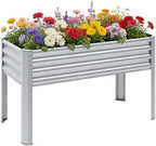 Galvanized Raised Garden Bed with Legs, 43×24×32in Large Metal Elevated Raised Planter Box with Drainage Holes for Backyard, Patio, Balcony, 400lb Capacity,Sliver by ChuangshuoGuard