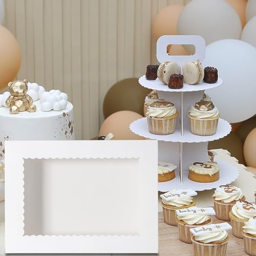 Mefleet 25pcs 14x10x4 Cake Boxes with Window Quarter Sheet Bakery Boxes - Image 5