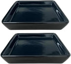 Square Ceramic Plant Saucer Tray 2 Pcs 8 9 10 Inch Black, 9.3" OD x8.3 ID x1.3 Deep, Sturdy Heavy Duty Glazed Planter Drip Flower pots with Catch Basin for Indoor Outdoor Plants(10" Black) by Unknown