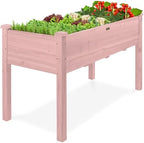 Best Choice Products 48x24x30in Raised Garden Bed, Elevated Wood Planter Box Stand for Backyard, Patio, Balcony w/Bed Liner, 200lb Capacity - Pink by BestChoiceProducts