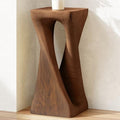 Merax Twist Shape MGO Accent Side Table, Unique Modern End Table with Wide Pedestal & Tabletop, Small Drink Tables for Living Room, Bedroom Night Stand Bedside Table, No Assembly Required, Brown by Merax