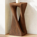 Merax Twist Shape MGO Accent Side Table, Unique Modern End Table with Wide Pedestal & Tabletop, Small Drink Tables for Living Room, Bedroom Night Stand Bedside Table, No Assembly Required, Brown by Merax