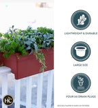 The HC Companies 24 Inch Deck Rail Box Planter Lightweight Outdoor Plastic Plant Pot for Herbs and Flowers, White - Image 4