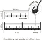 AMBIRD 34.2" Extra Long Wooden Wall Hook Rack with Shelf - Versatile and Decorative Wall-Mounted Storage with 10 Hooks for Coats, Hats, Keys - Ideal for Entryways, Bedrooms, Closets (Stylish Black) - Image 5