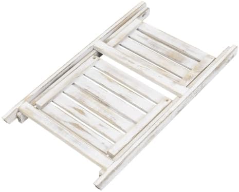 MyGift 2 Tier Whitewashed Wood Plant Stand, Foldable Display Shelf - Image 7