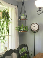 2 Tier Macrame Plant Hanger, Hanging Plant Shelf (12") - Image 2
