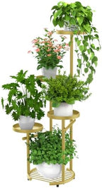 TOSKING Tall 5-Tier Round Metal Corner Plant Stand Indoor, Anti-Tip, Gold by TOSKINGESSENCE