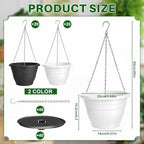 40 Pcs 10 Inch Plastic Hanging Planter Bulk Self Watering Hanging Baskets for Plants with Holes and Chain Plant Pot Outdoor Indoor Planter for Garden, Balcony, Porch, Patio Decor - Image 2