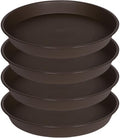 4 Pack of 16 17 inch Plant Saucer (15 inch Base), 2.3" Depth, Heavy Duty Deep Plant Trays for Planter Pots, Bird Bath Bowls, Plastic Plant Saucers for Indoors (17", Dark Brown) by Bleuhome