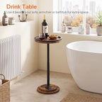 HOOBRO Small Round Side Table, Drink Table, Coffee Martini Table with Pedestal Accent for Small Spaces in Living Room, Bedroom, Sofa Couch, Rustic Brown BF168BZ01 - Image 5