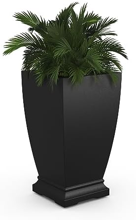 Mayne Acadia 28in Self-Watering Tall Square Planter, Black by Mayne