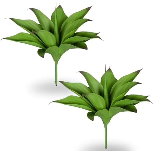Ttranewsoo Artificial Agave Plants, 12.6" UV Resistant Fake Agave Planters for Indoor and Outdoor Decorating Artificial Plants for Outdoors Fake Plants 2Pack,Green by Ttranewsoo