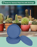 vensovo 8 Inch Steel Blue Terracotta Plant Saucers, 4 Pack Large Clay Trays - Image 5